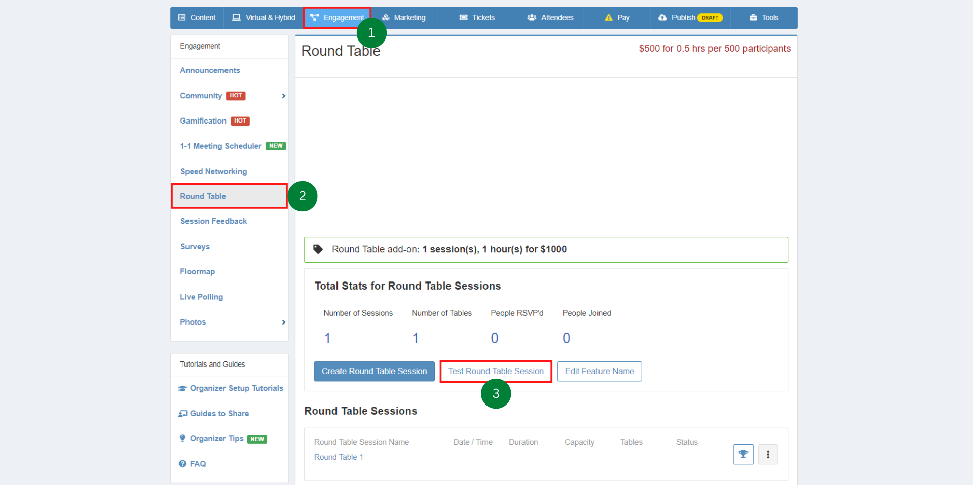 How do I test a Round Table session? Help Center