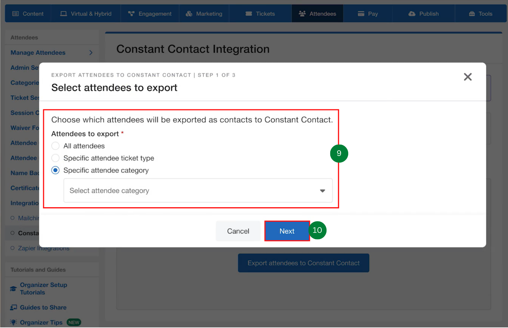 select attendeess to export.png