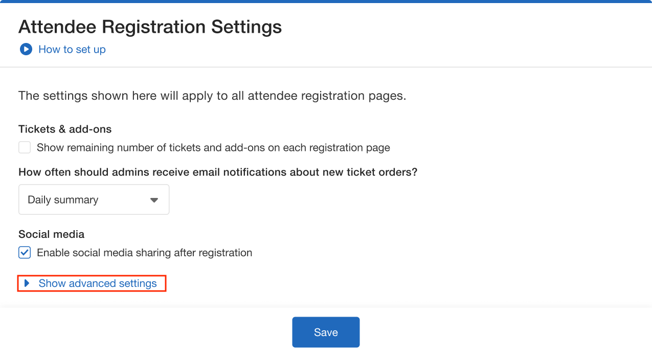 Registration Settings